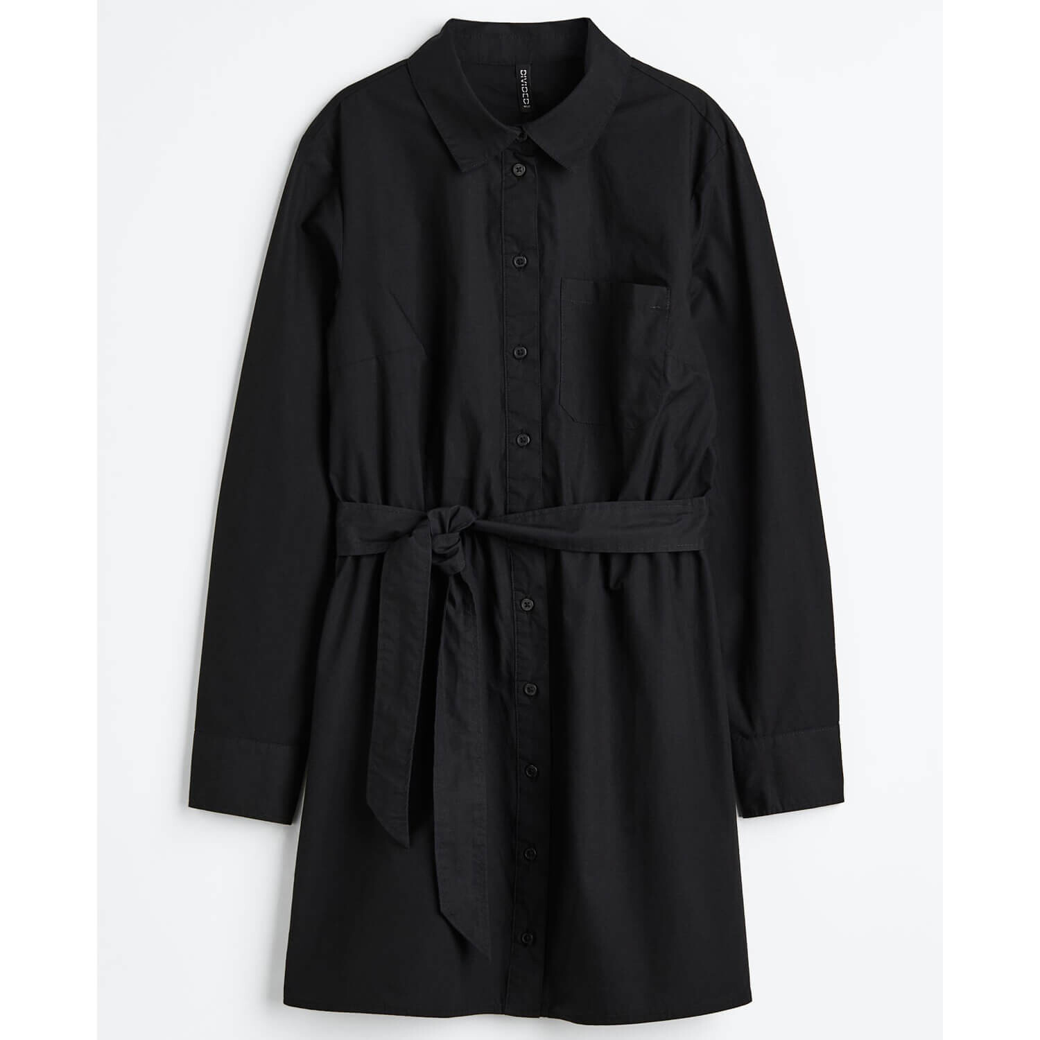 

Платье-рубашка H&M Tie-belt Cotton, черный