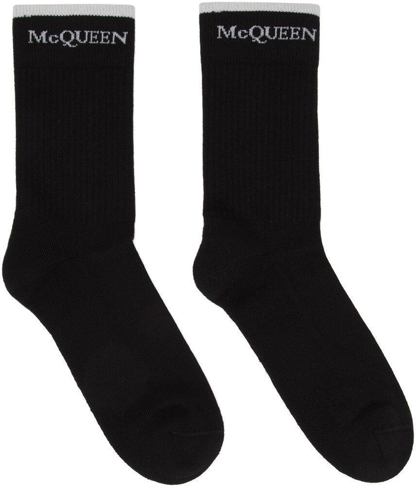 

Двусторонние черно-белые носки с логотипом Alexander McQueen