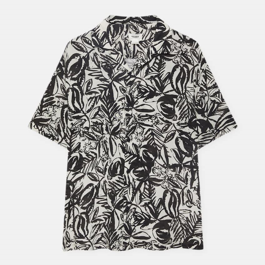 

Рубашка Pull&Bear Hawaiian, черный/белый