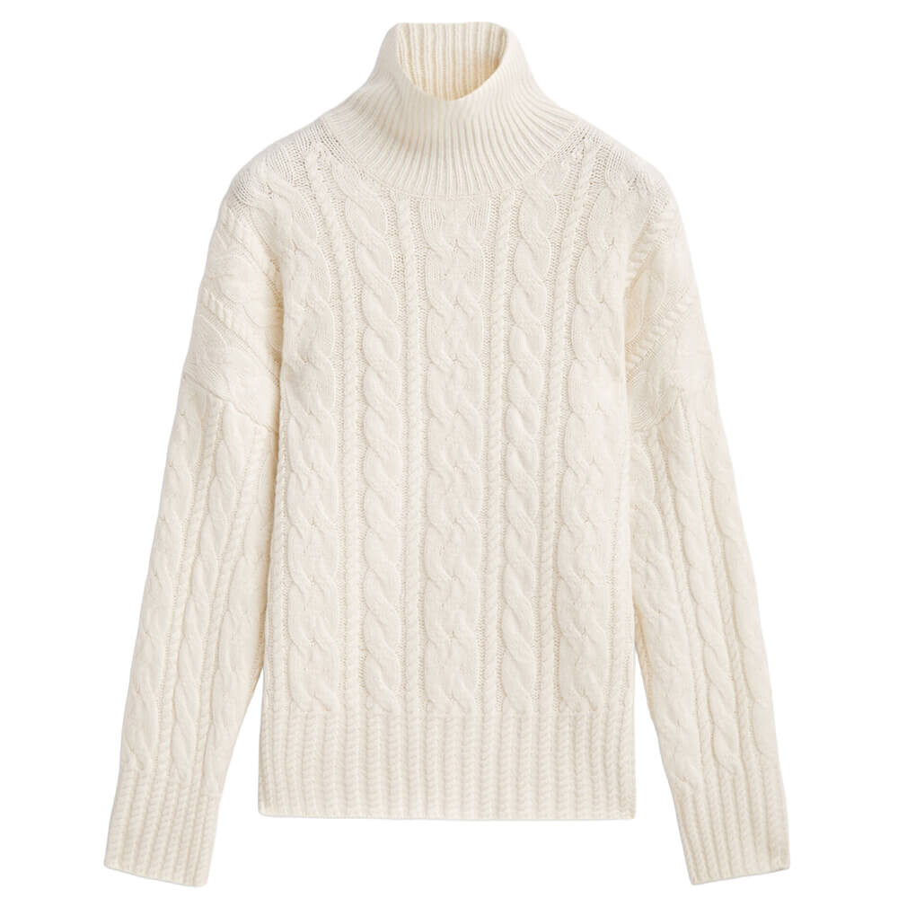 

Свитер Massimo Dutti High Neck Cable Knit, кремовый