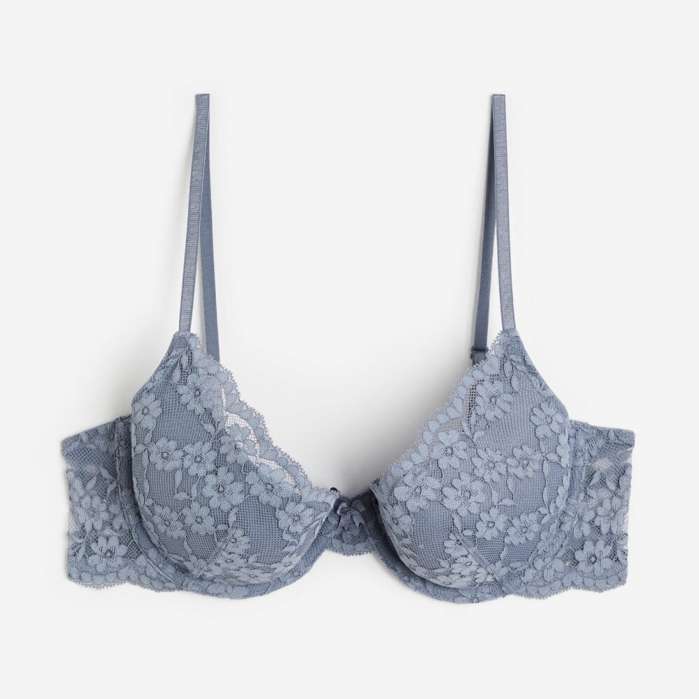 

Бюстгальтер H&M Padded Underwire Lace, серо-синий