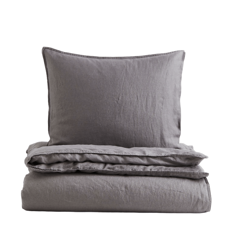Комплект односпального постельного белья H&M Home, серый пододеяльник лен солнечный лучик
