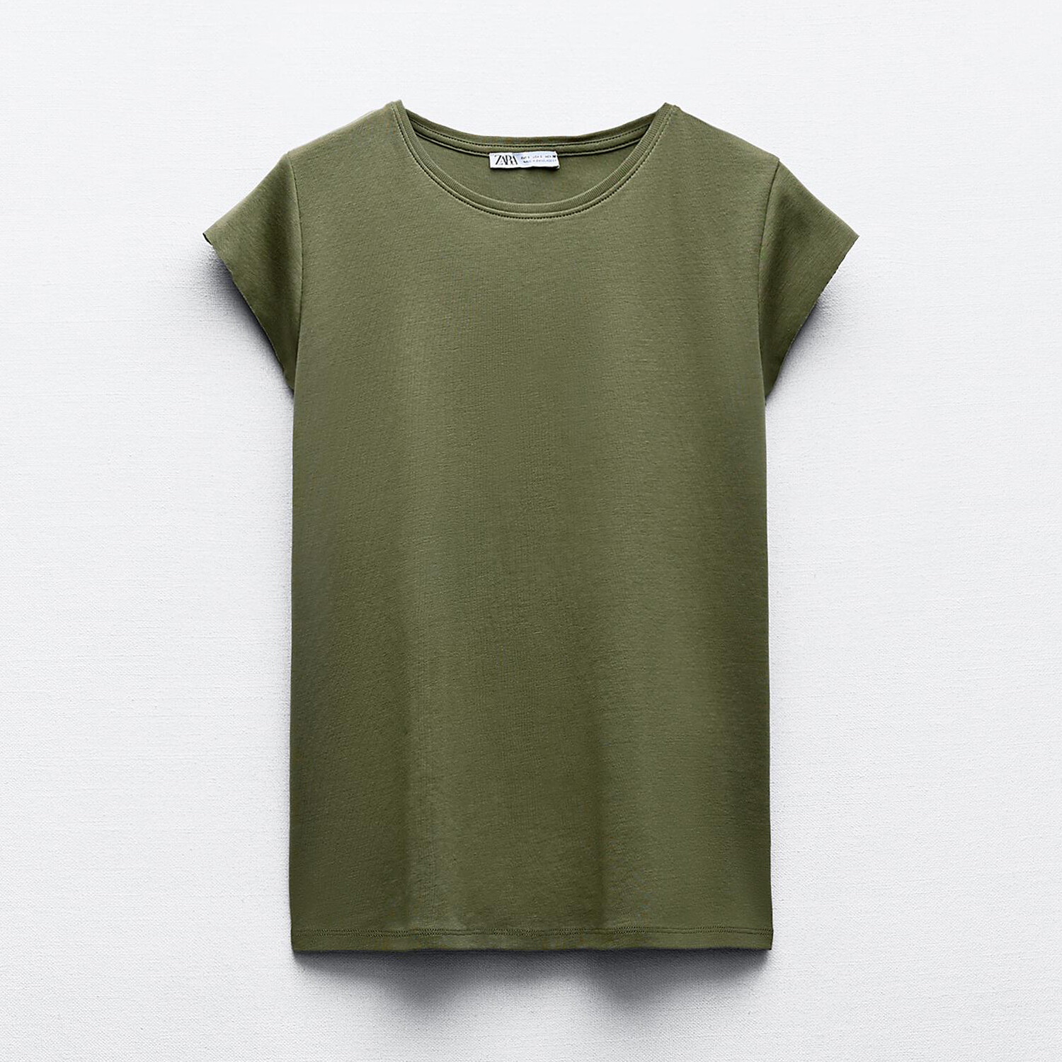 Футболка Zara Short Sleeve Cotton, хаки футболка zara ribbed short sleeve красно оранжевый