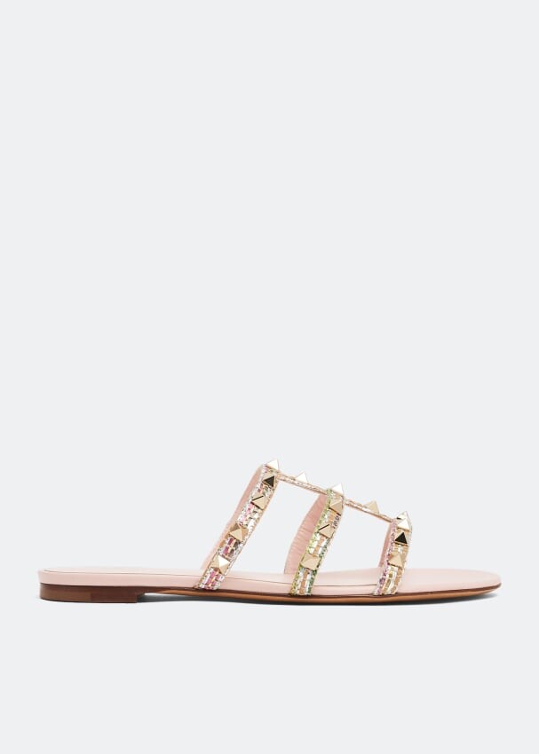 

Сандалии VALENTINO GARAVANI Rockstud flat sandals, золотой