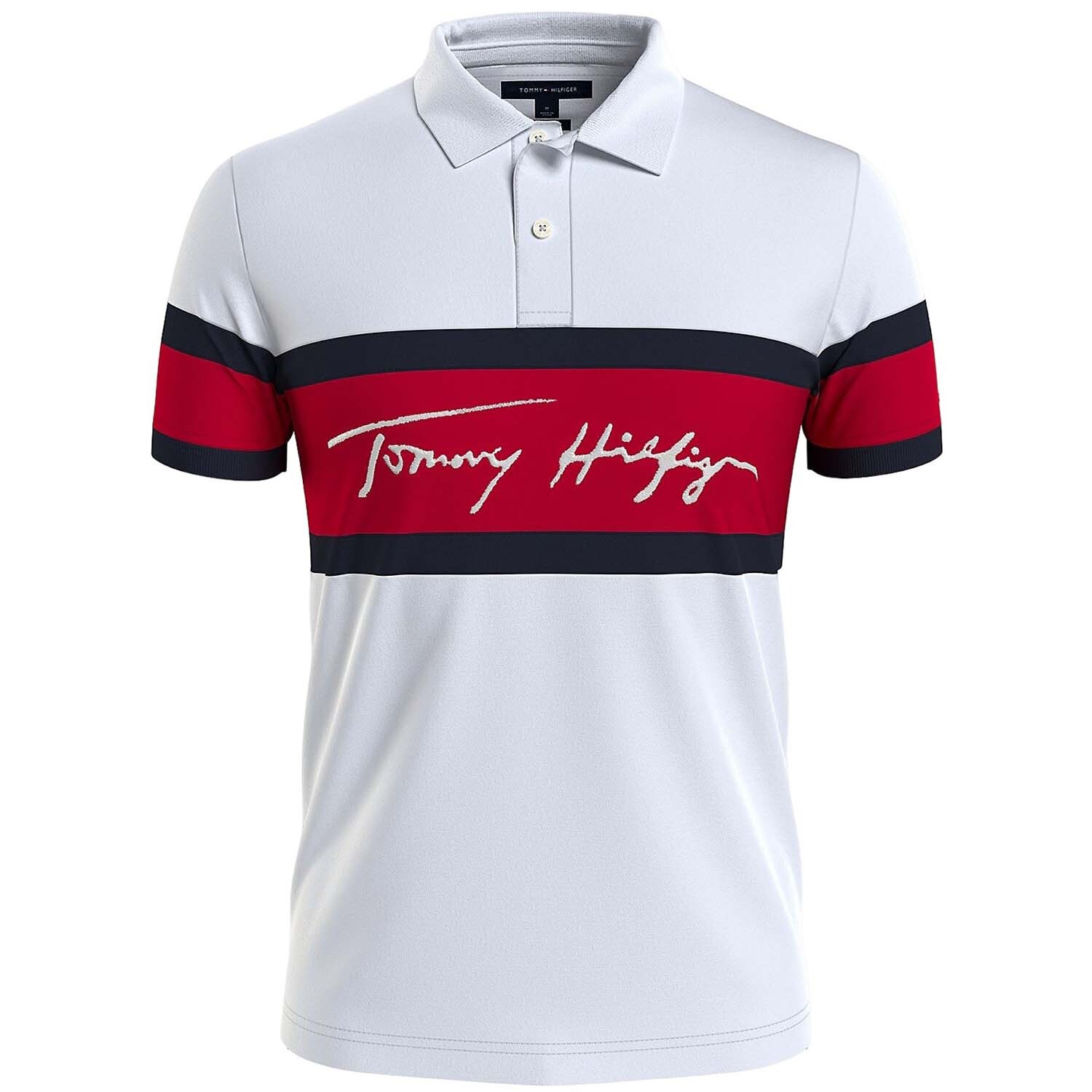 

Поло Tommy Hilfiger Colorblock Signature, белый/мультиколор