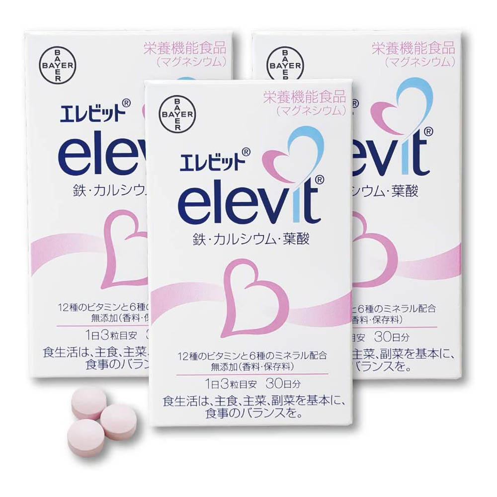 Комплект мультидобавок с фолиевой кислотой Bayer Pharmaceutical Company Elevit, 90 таблеток, 3 упаковки