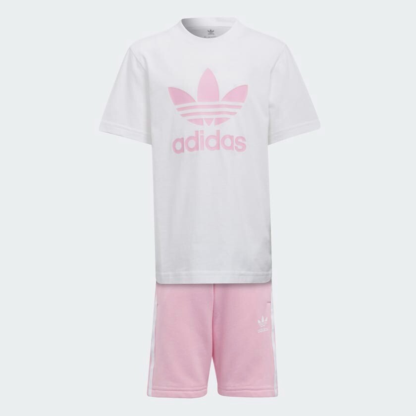 

Детский комплект Adidas Originals Adicolor Shorts And Tee, 2 предмета, белый/розовый