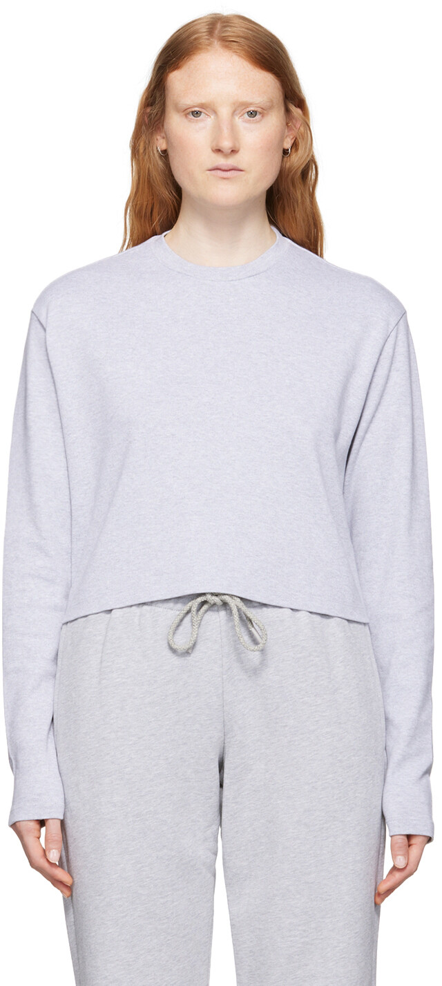 

Серый хлопковый топ с длинным рукавом WARDROBE.NYC