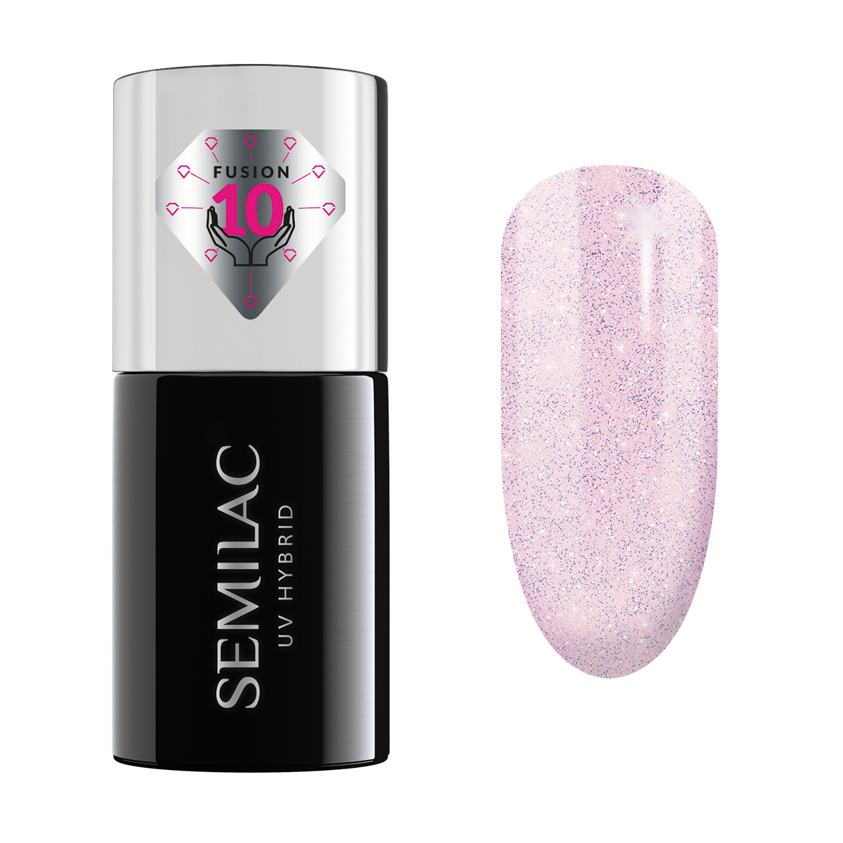 Semilac Extend Care 5w1 гибридный лак для ногтей, 806 Glitter Delicate Pink фото