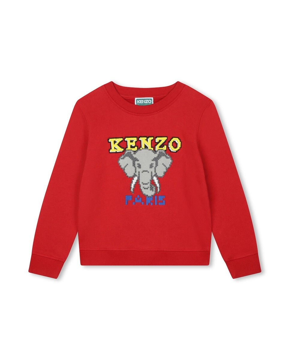 

Толстовка для мальчика с рисунком спереди и круглым вырезом Kenzo, красный