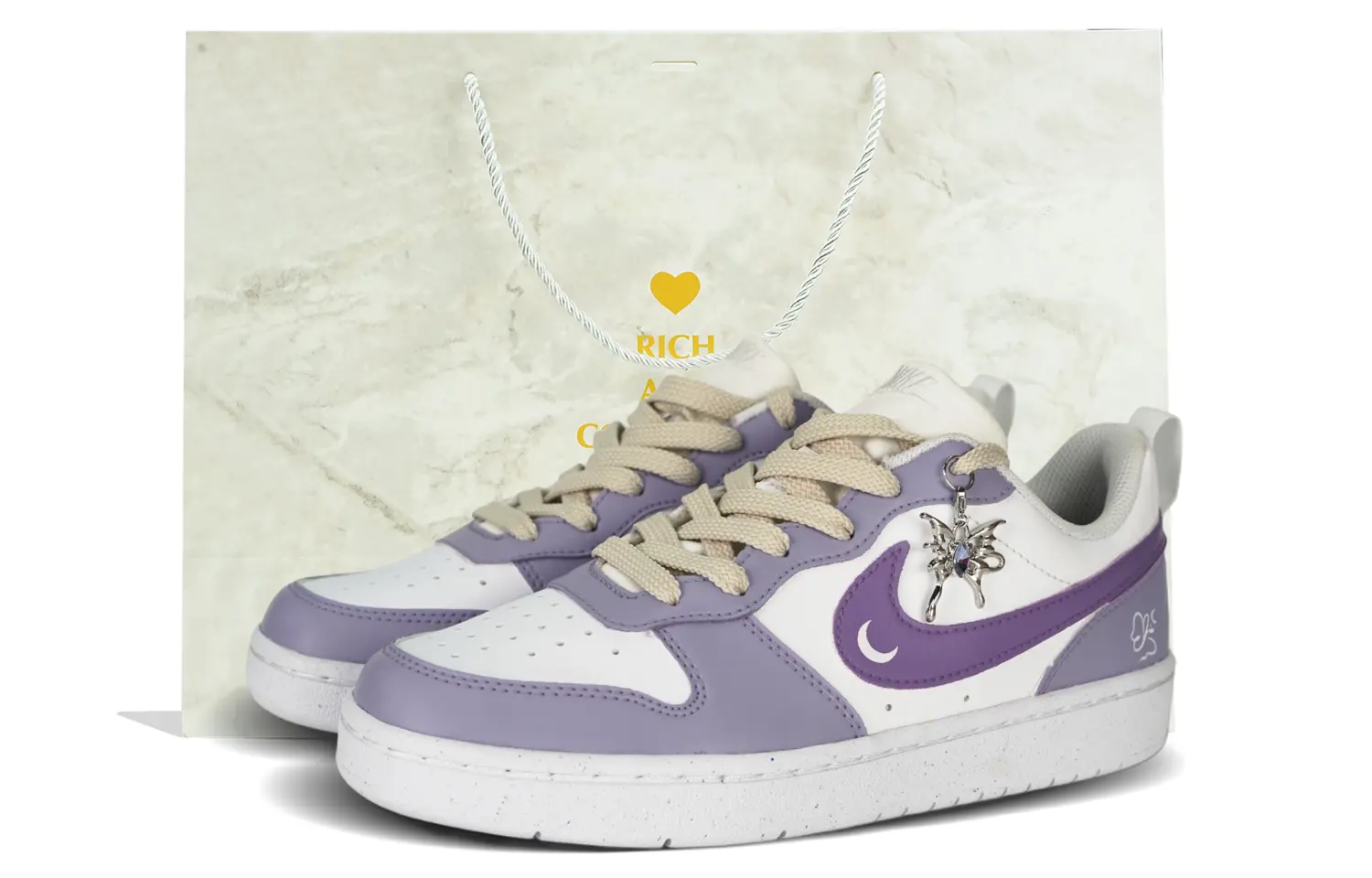 

Кроссовки Nike Court Borough Skateboarding Shoes Women's Low-top White/purple, фиолетовый