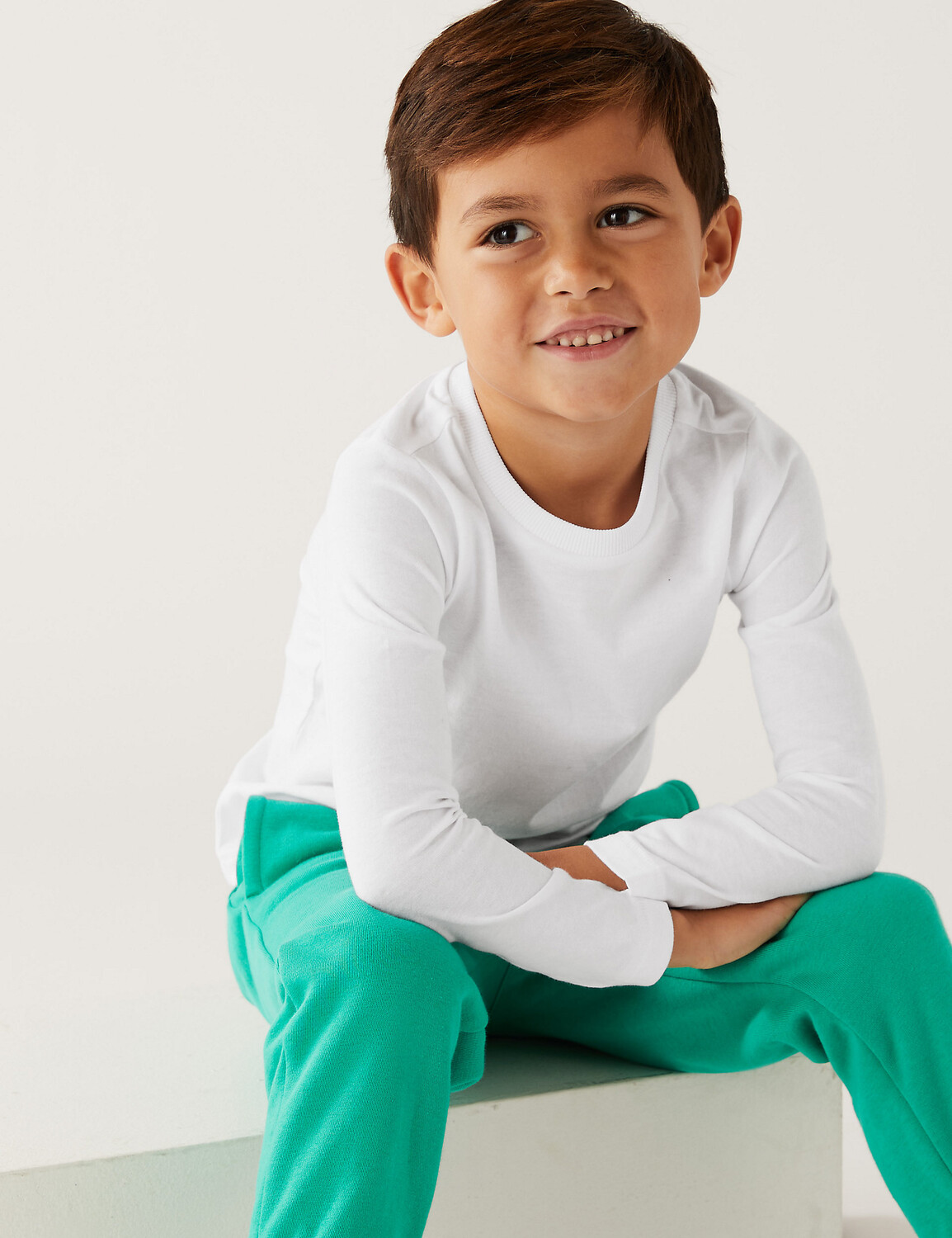 

Однотонный топ из чистого хлопка (2–7 лет) Marks & Spencer, белый