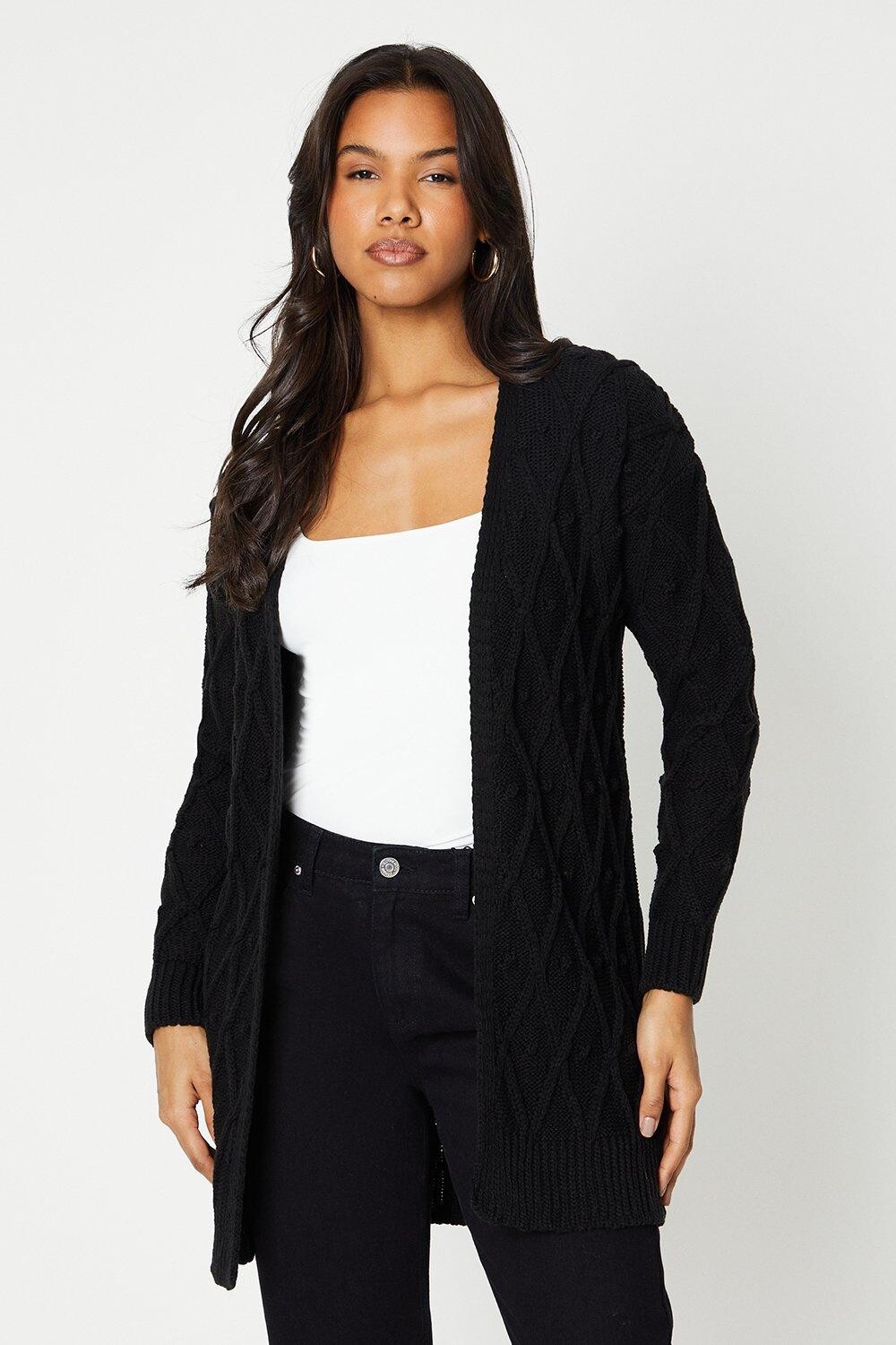 

Кардиган с объемной косой Dorothy Perkins, черный