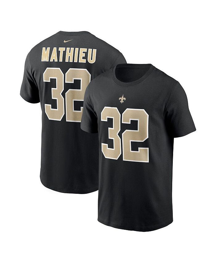 

Мужская черная футболка Tyrann Mathieu New Orleans Saints с именем и номером игрока Nike, черный