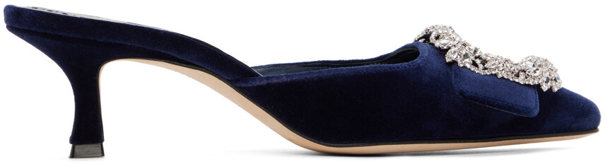 

Темно-синие мюли Maysale Manolo Blahnik