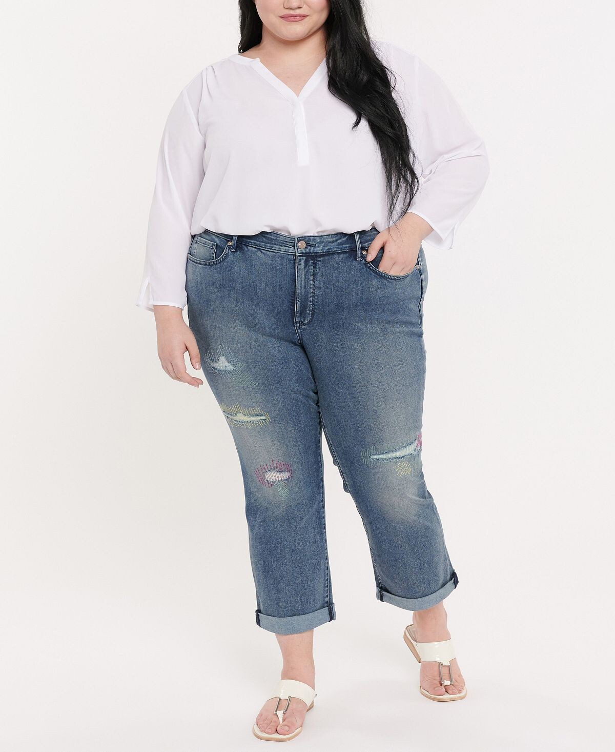 

Прямые джинсы marilyn plus size в цвете cool embrace denim NYDJ, мульти