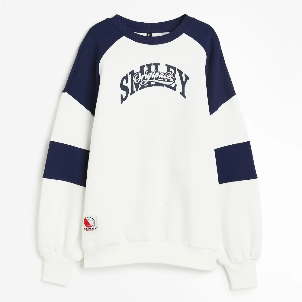 

Свитшот H&M Oversized Printed Smiley, белый