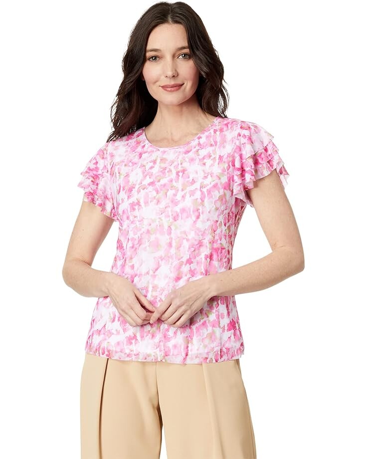 

Топ Vince Camuto Mesh Short Sleeve, розовый