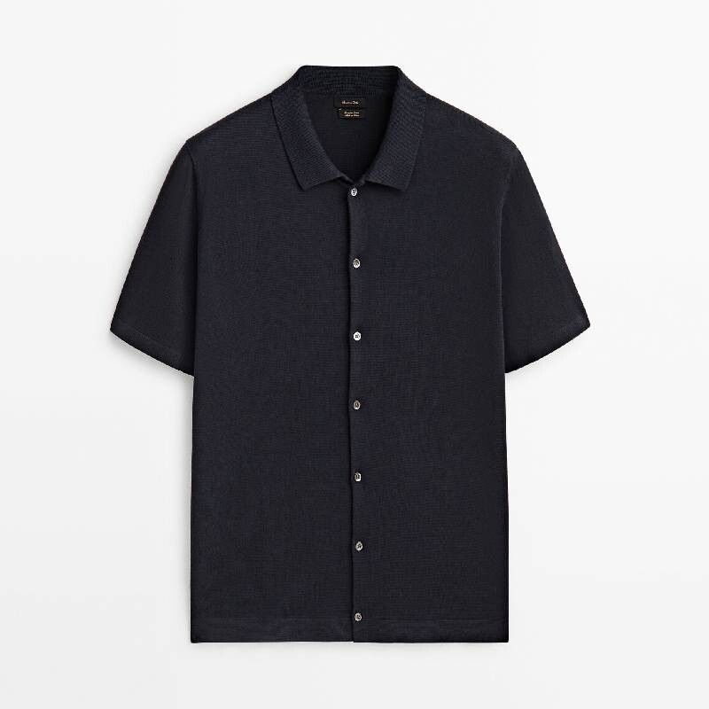 

Рубашка Massimo Dutti Sleeve Milano, темно-синий