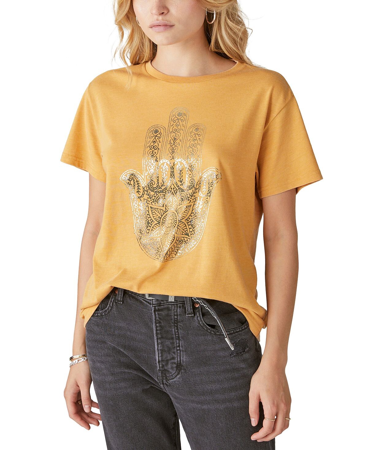 

Футболка в стиле бойфренда с круглым вырезом hamsa foil Lucky Brand