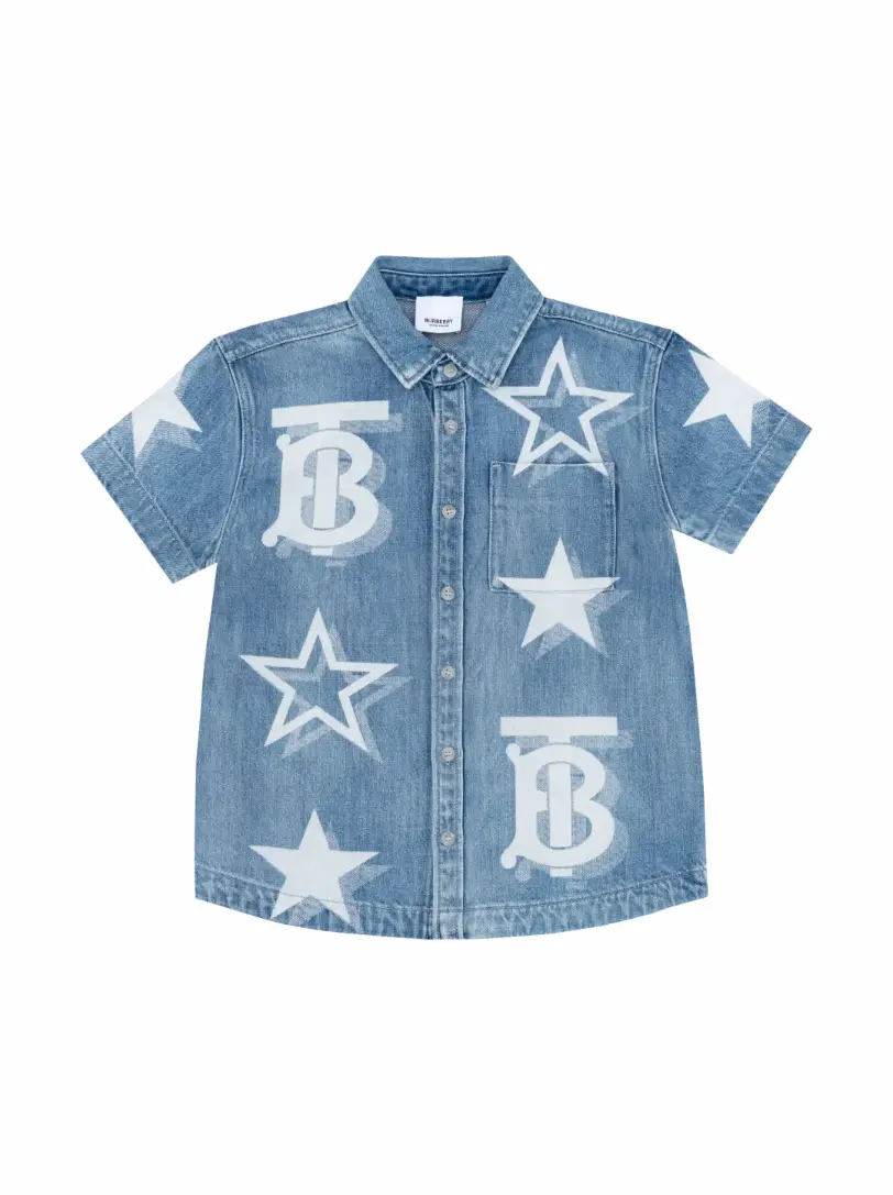 Джинсовая рубашка с принтом Burberry хлопково джинсовая рубашка burberry синий