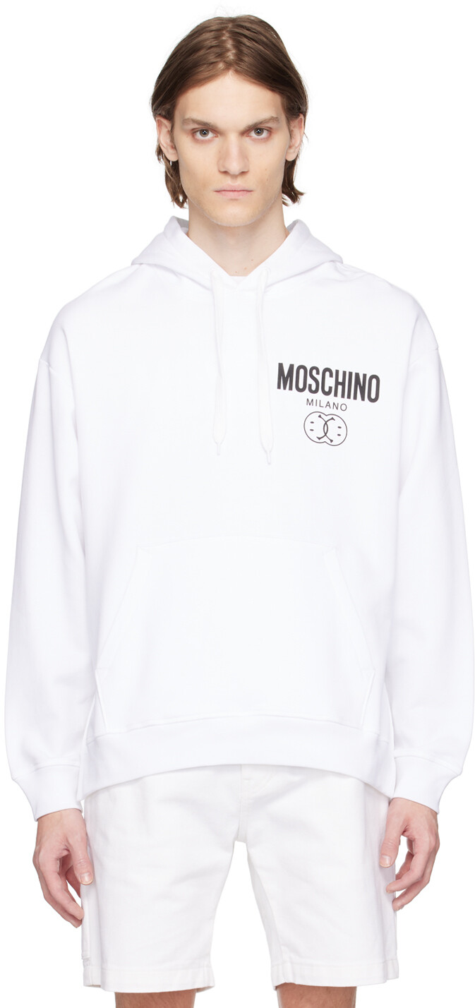 

Белая худи с принтом Moschino, Белый, Белая худи с принтом Moschino