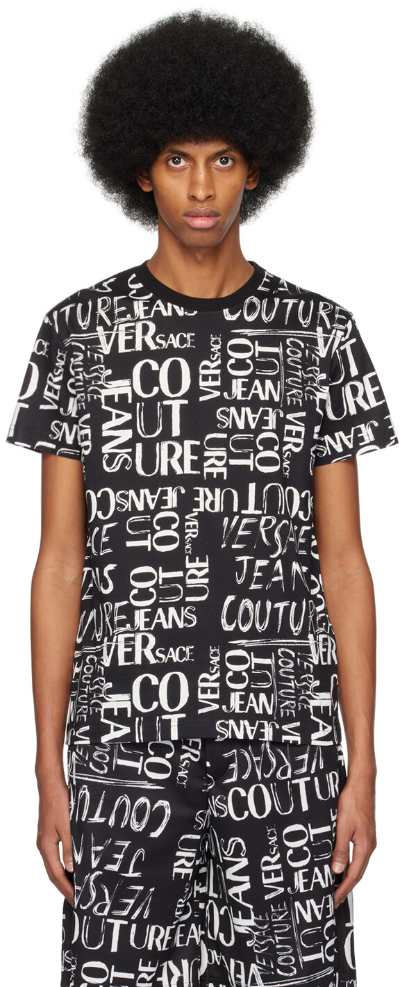 

Черная футболка с каракулями Versace Jeans Couture, Черный