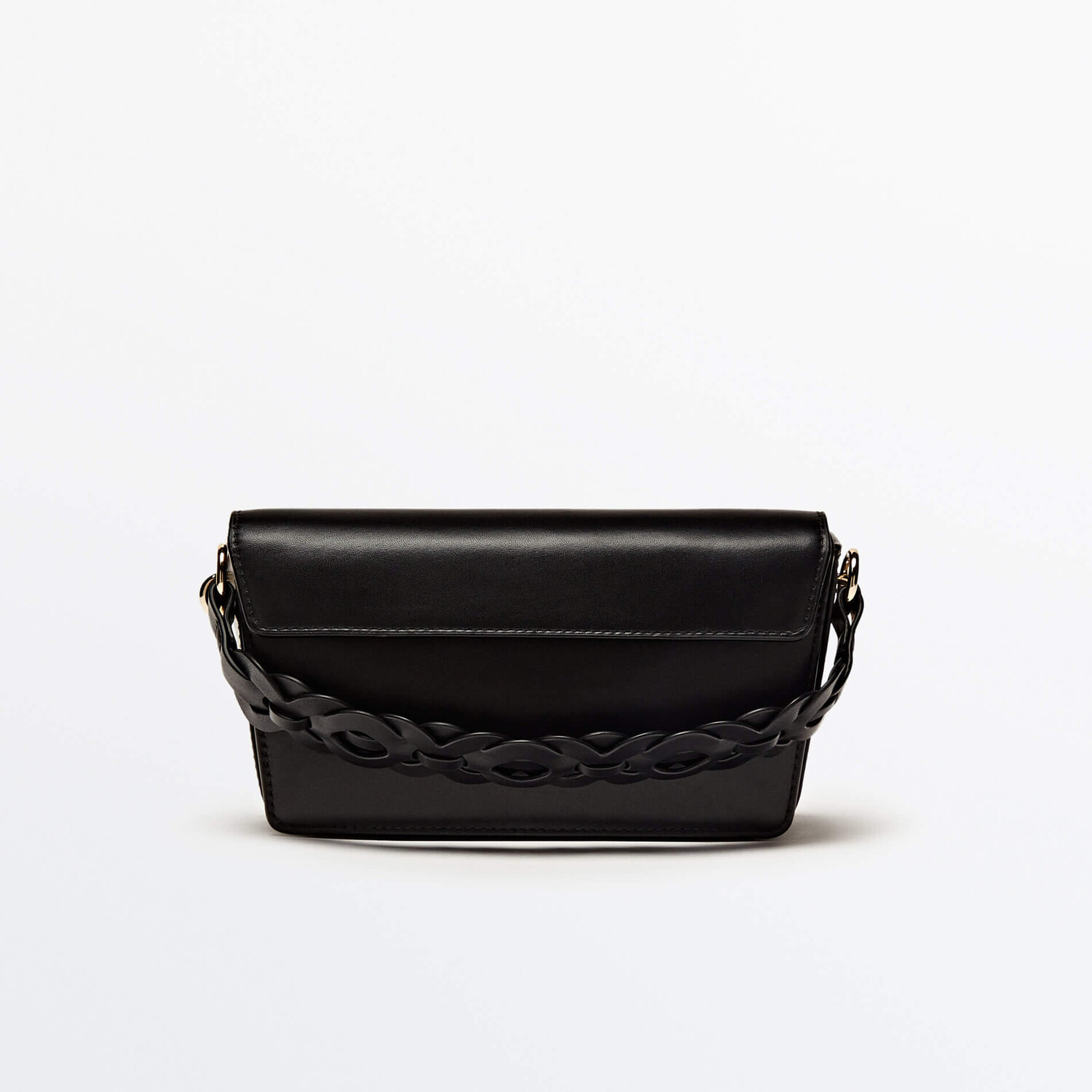 

Сумка кросс-боди Massimo Dutti Leather With Interwoven Strap, черный