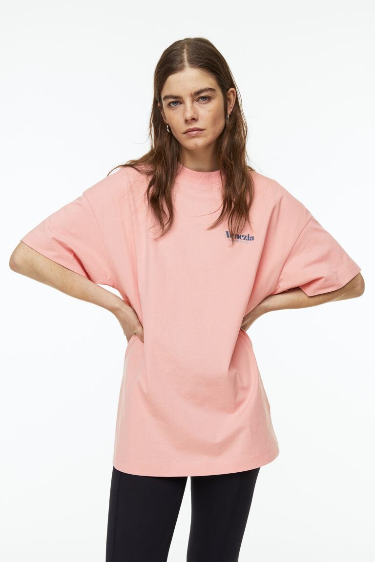 

Футболка оверсайз H&M, светло-розовый/венеция