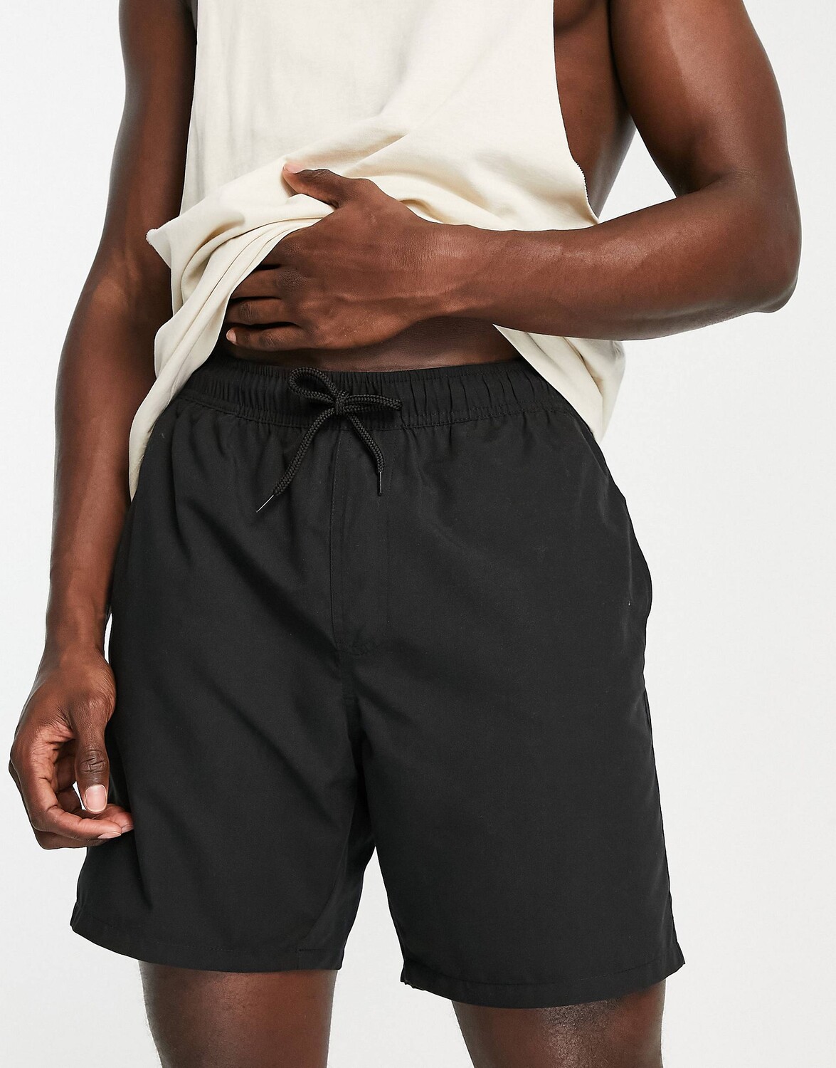 

Черные плавки средней длины ASOS DESIGN