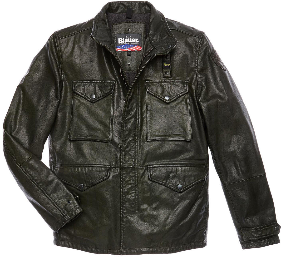 

Мотоциклетная кожаная куртка Blauer USA Michigan с коротким воротником, черный