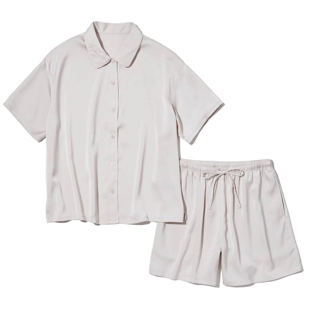 

Пижама Uniqlo Satin Short Sleeved, светло-серый