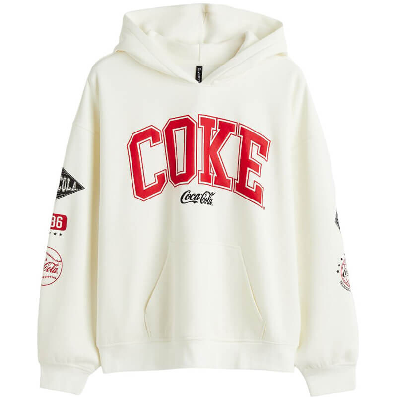 

Худи H&M+ Oversized Printed Coca-Cola, белый