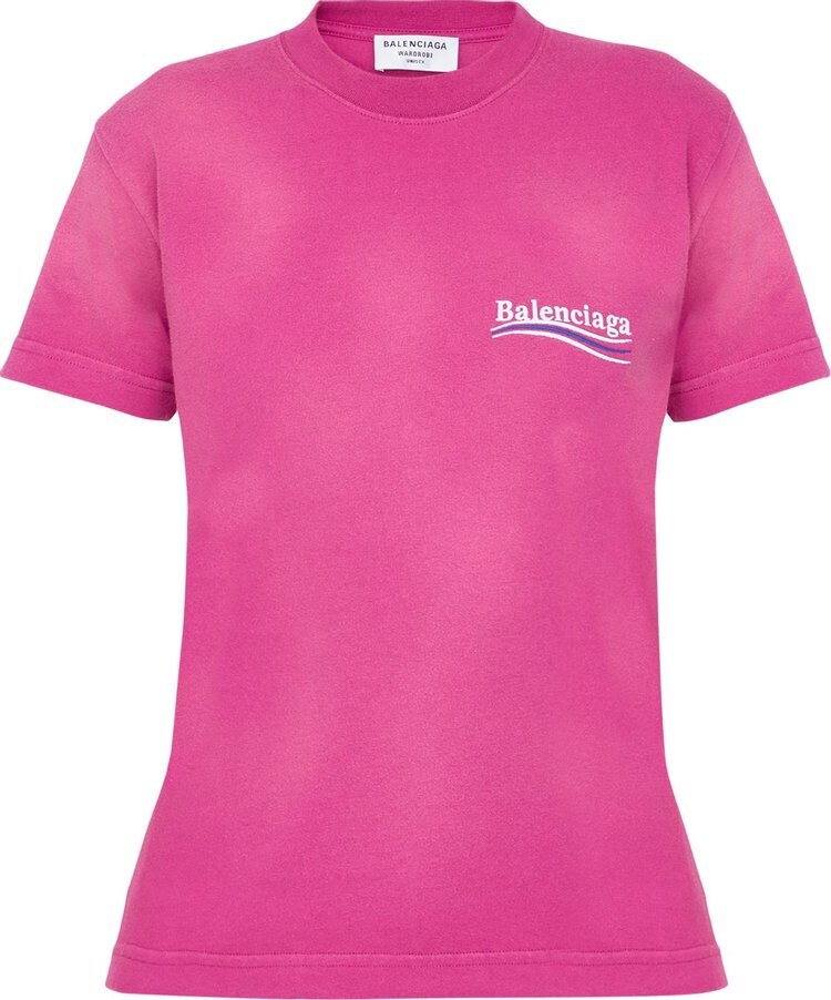 

Футболка Balenciaga T-Shirt 'Dark Fuschia/White/Blue', розовый