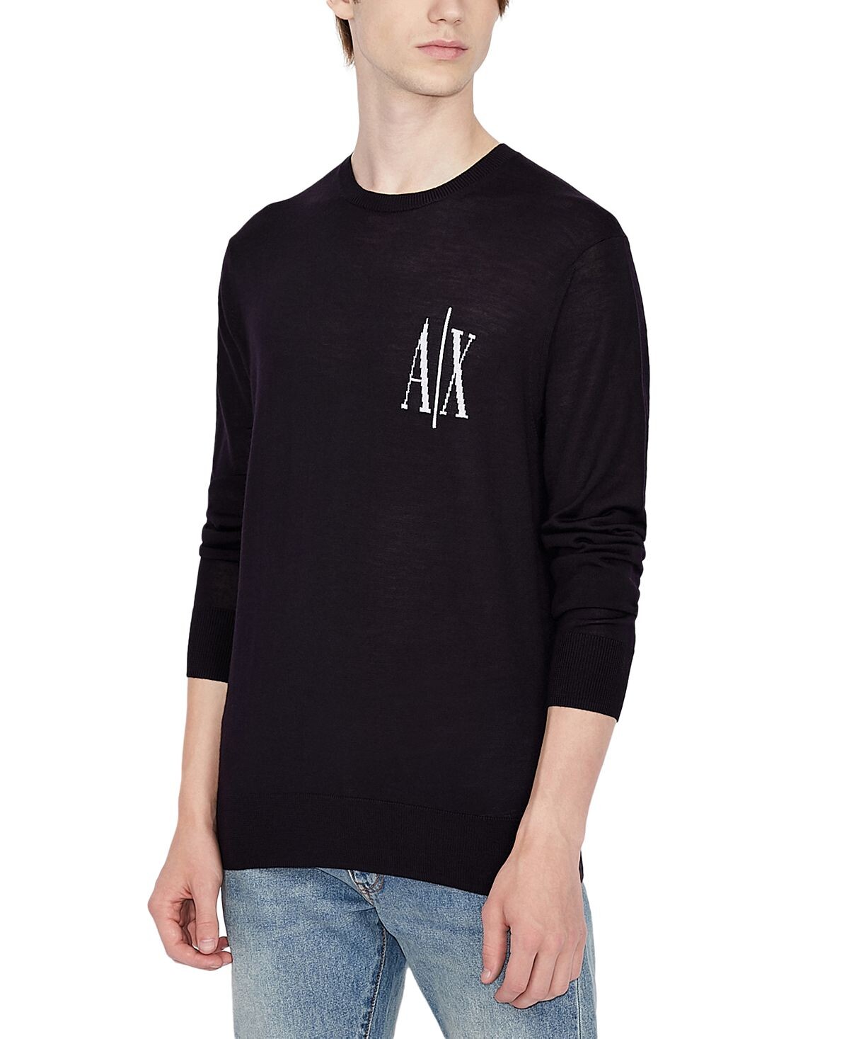 

Мужской свитер с круглым вырезом и логотипом A|X Armani Exchange, синий