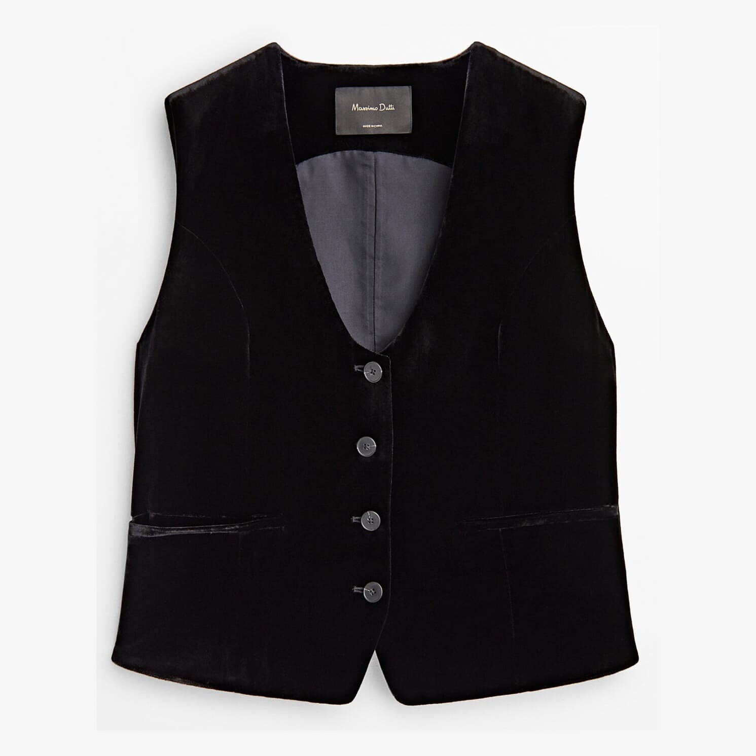 

Жилет Massimo Dutti Velvet Suit, черный