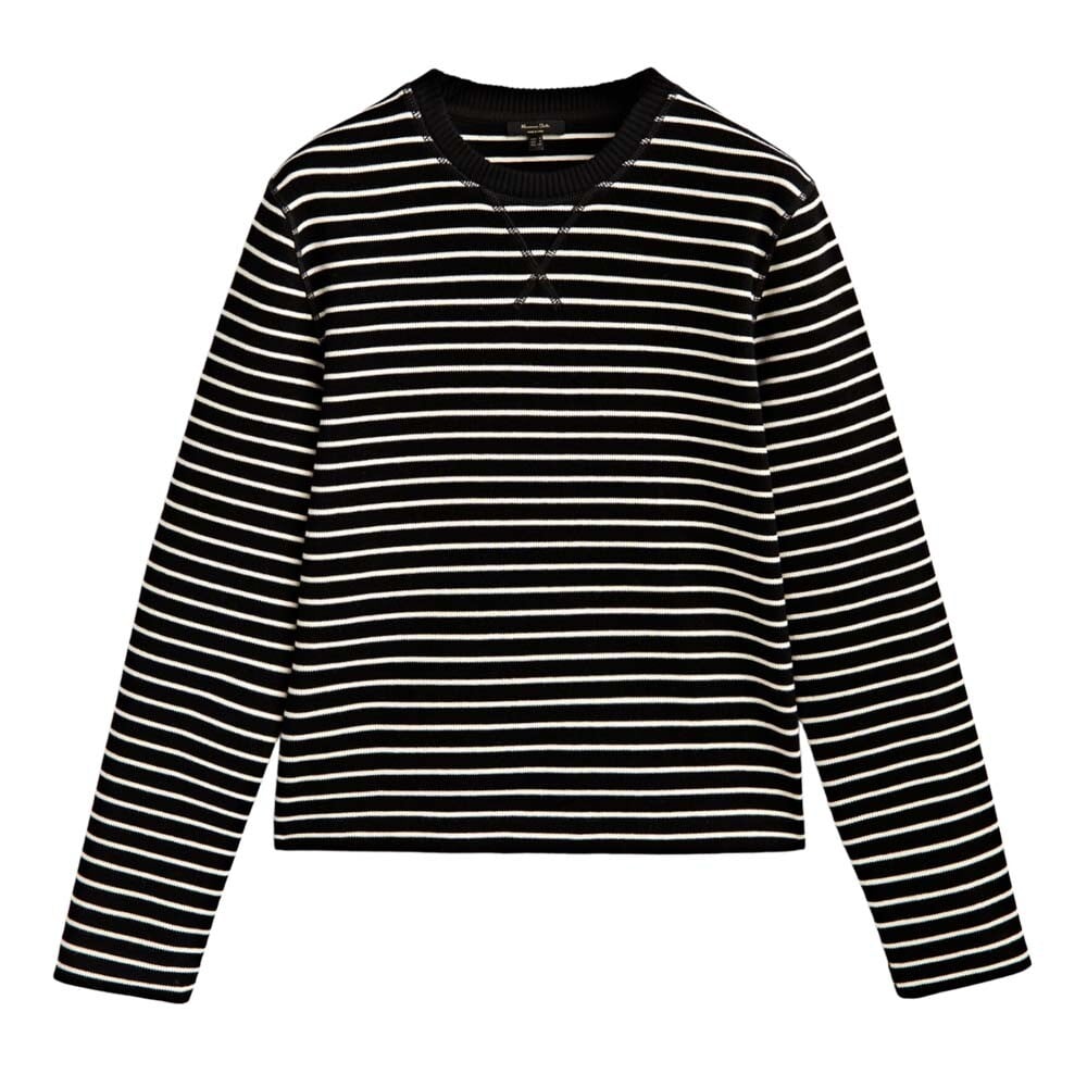 

Свитшот Massimo Dutti Striped Cotton Blend, черный