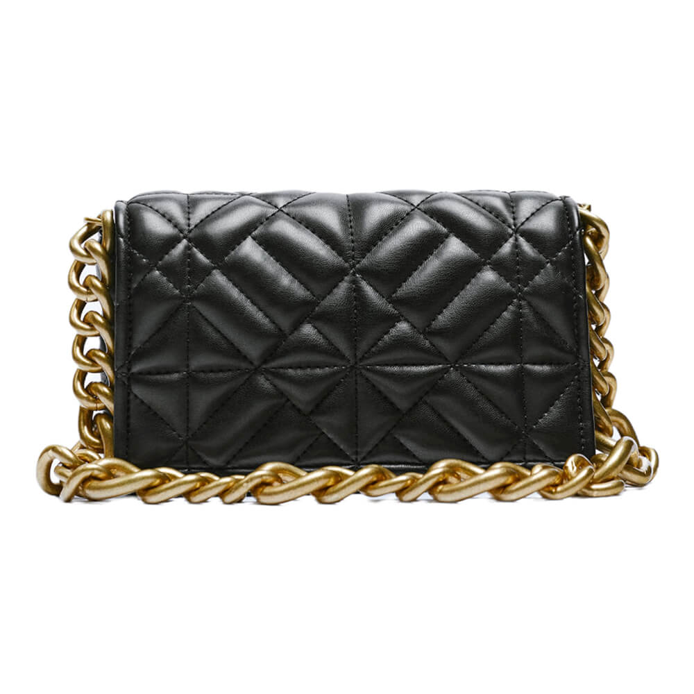 Сумка Zara Quilted Chain, черный прямоугольная сумка с круглыми ручками zara баклажановый