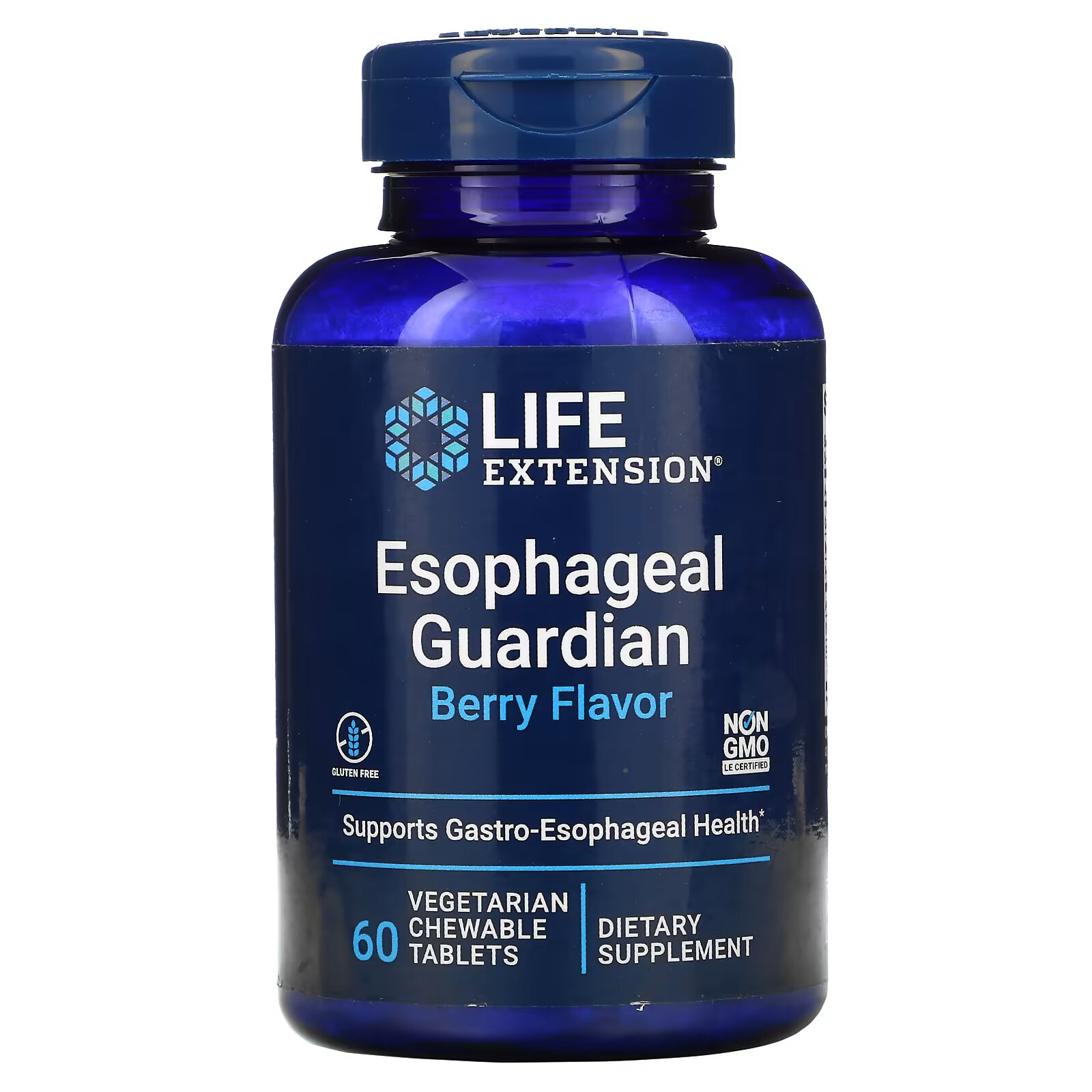 Life Extension, Esophageal Guardian, ягоды, 60 вегетарианских жевательных таблеток life extension dopa mind 60 вегетарианских таблеток