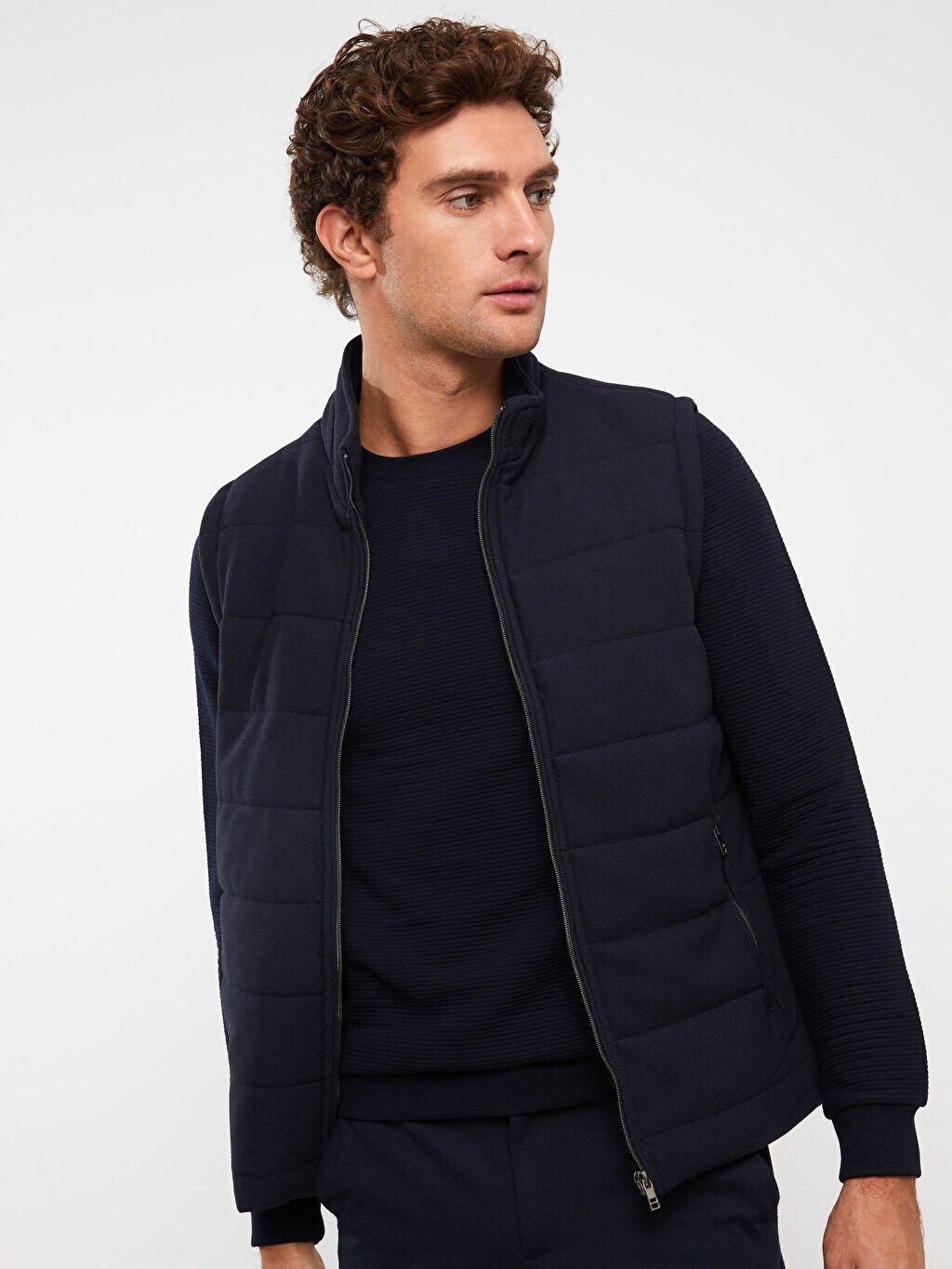 

Мужской жилет Slim Fit с воротником-стойкой LCW Vision, Черный