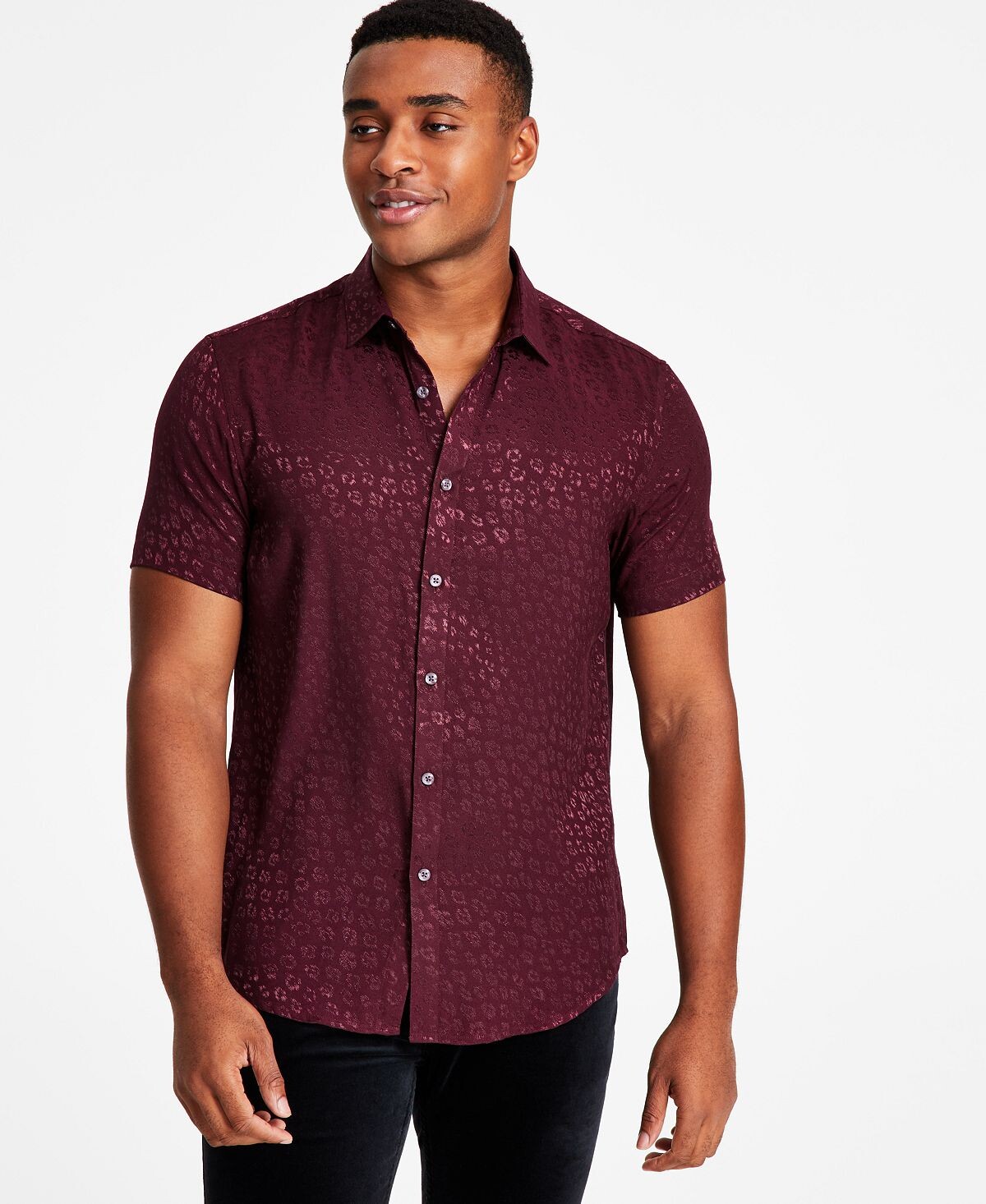 

Мужская рубашка luca regular fit с леопардовым принтом, созданная для macy's INC International Concepts