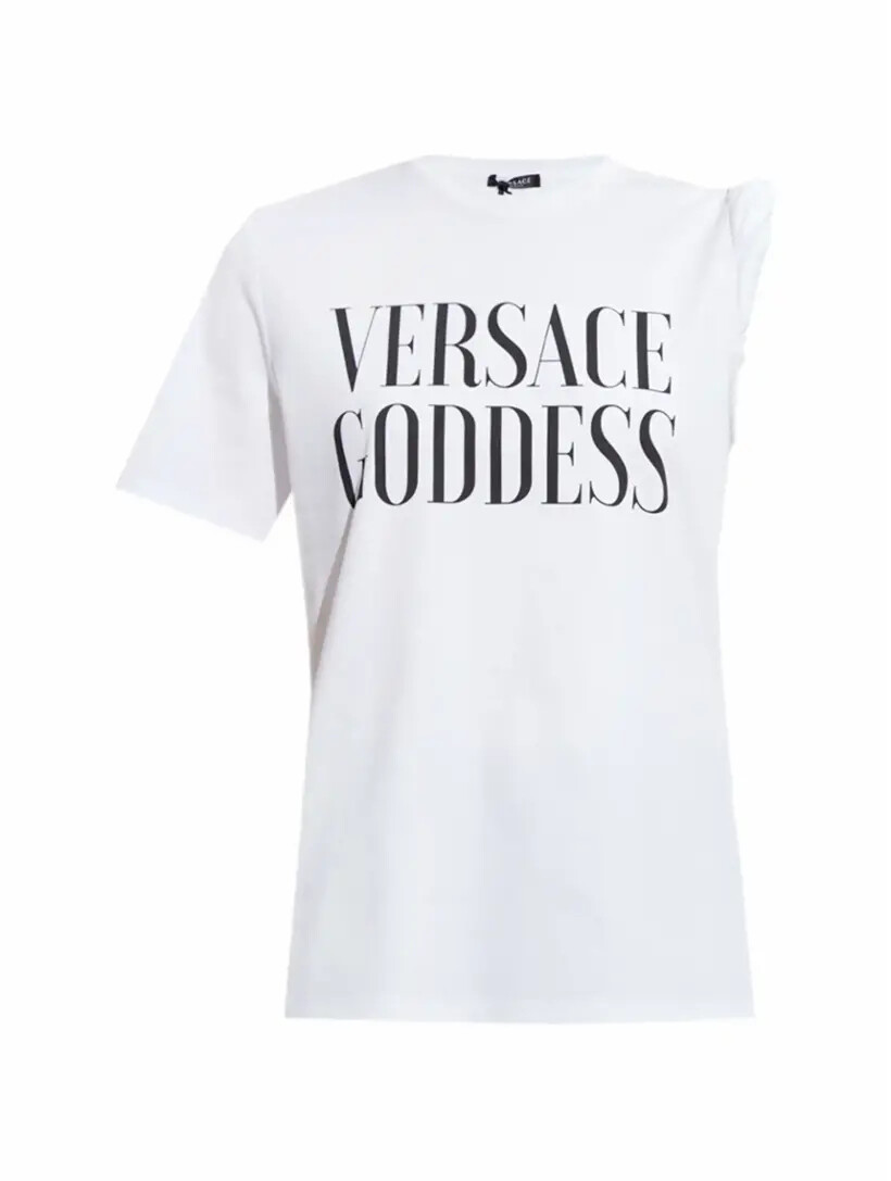 

Хлопковая футболка с принтом Versace, Серый