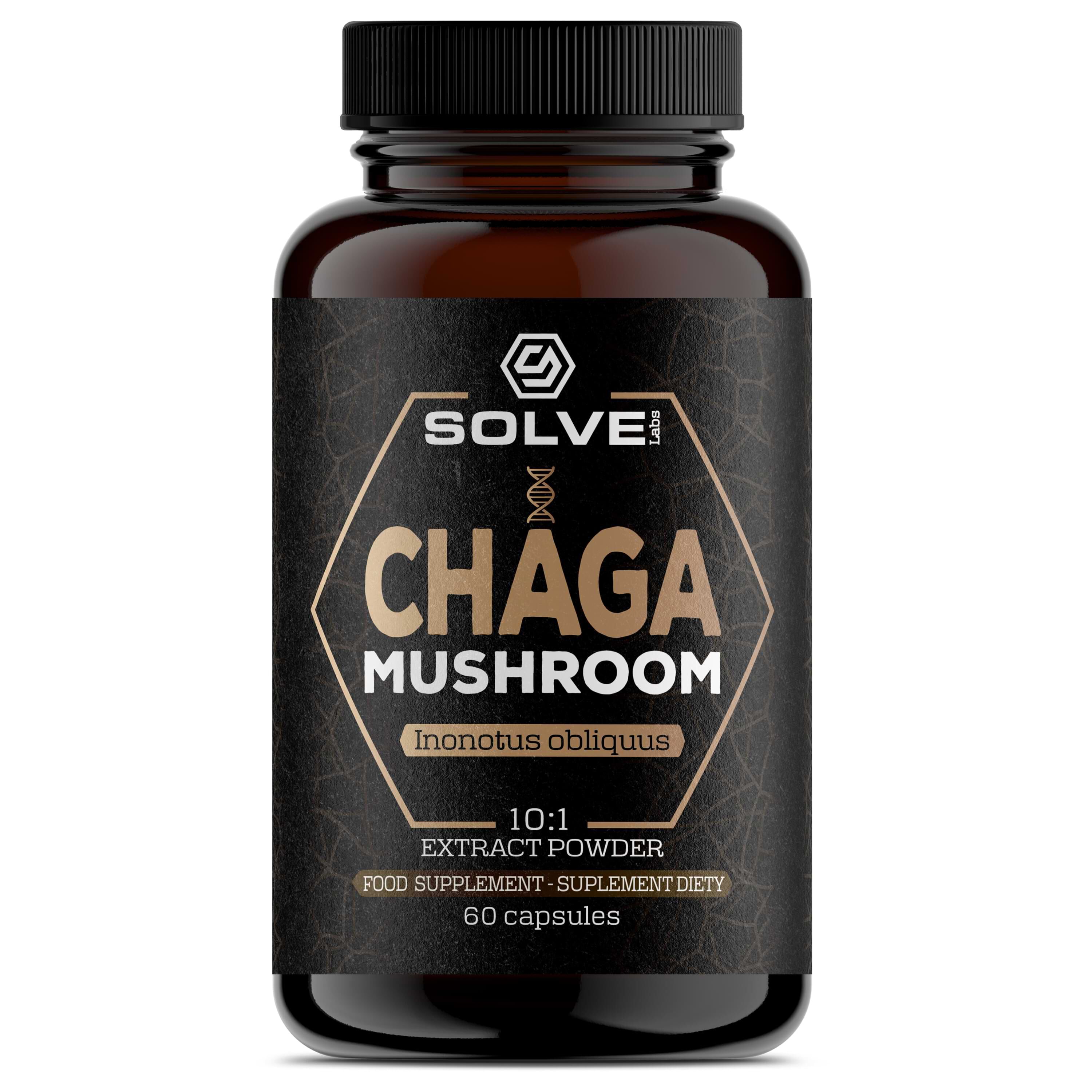 Solve Labs Chaga пищевая добавка с экстрактами грибов 10:1, 60 капсул/1 упаковка