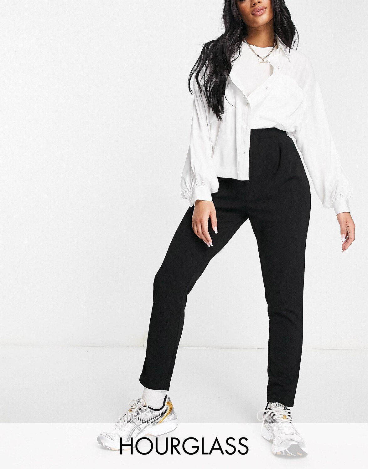 

Черные зауженные брюки из джерси ASOS DESIGN Hourglass, Черный
