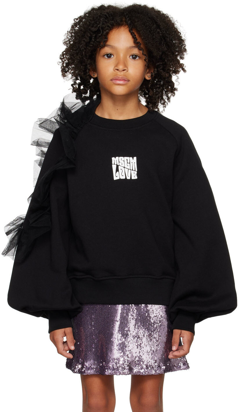

Детская черная толстовка с принтом MSGM Kids, Черный, Детская черная толстовка с принтом MSGM Kids