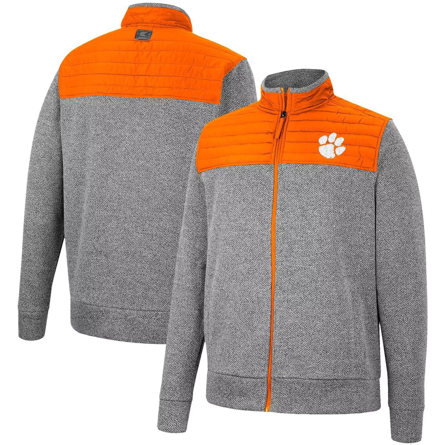 

Мужская темно-серая/оранжевая куртка с молнией во всю длину Clemson Tigers Putter с узором «елочка» Colosseum, Оранжевый