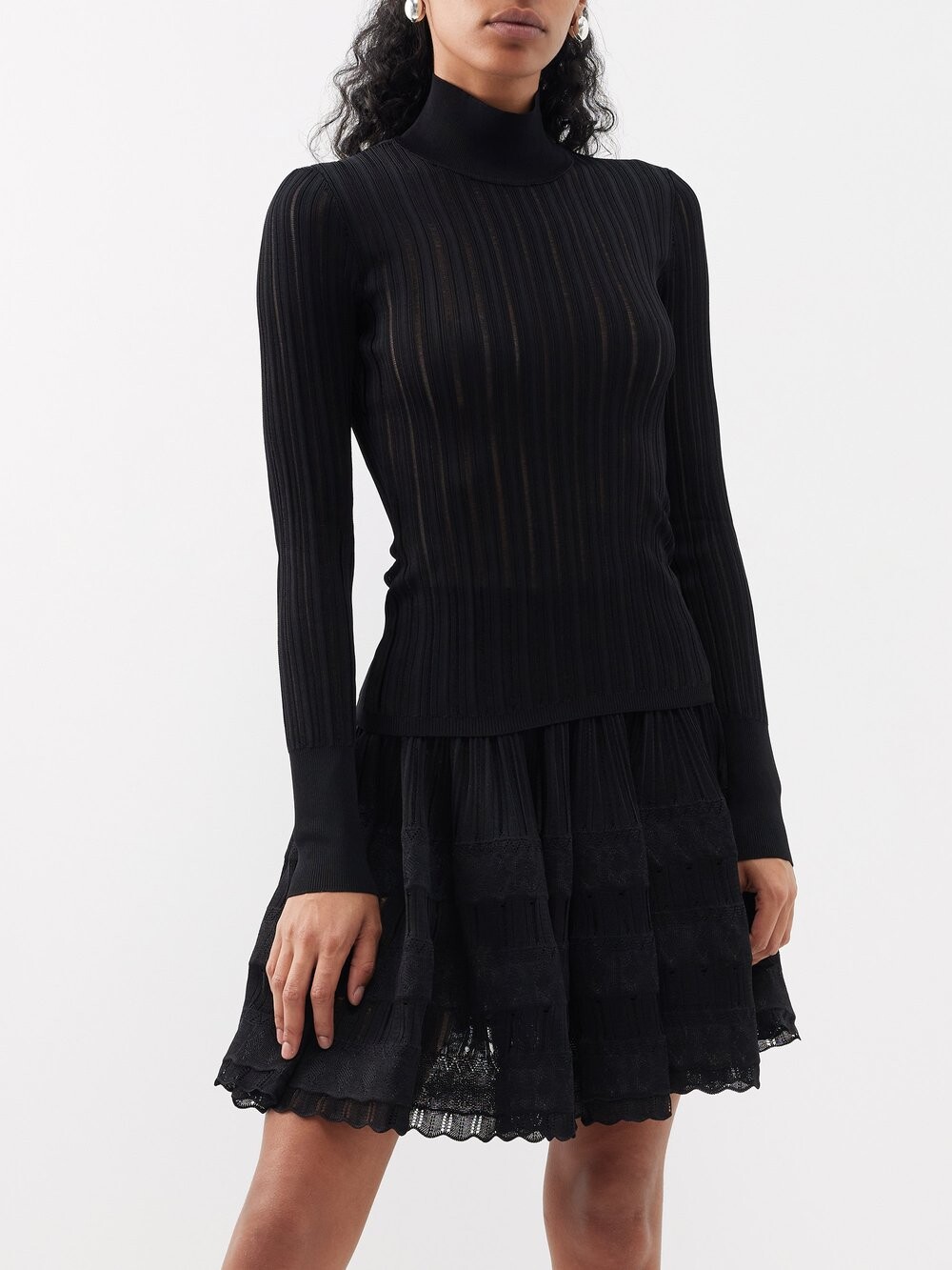 

Кринолиновый топ в рубчик с высоким воротником archetypes ALAÏA, черный