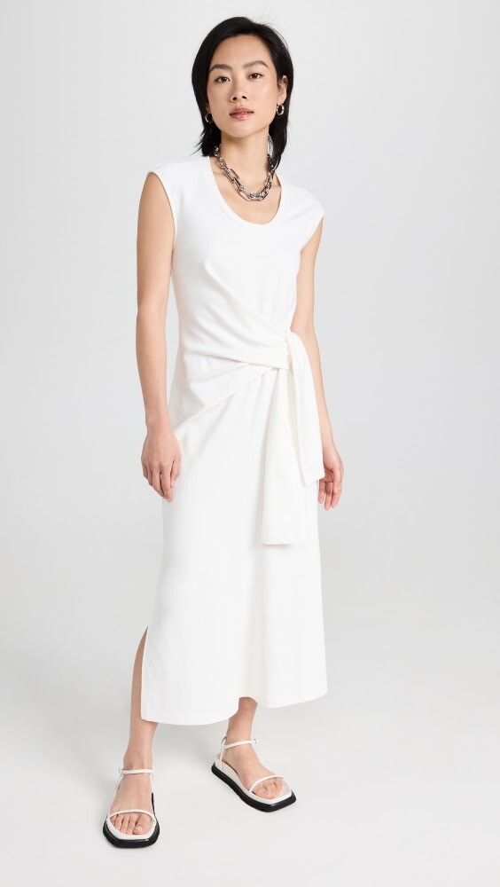 

Платье миди GOEN.J Deep U-neck Knotted Detail, белый