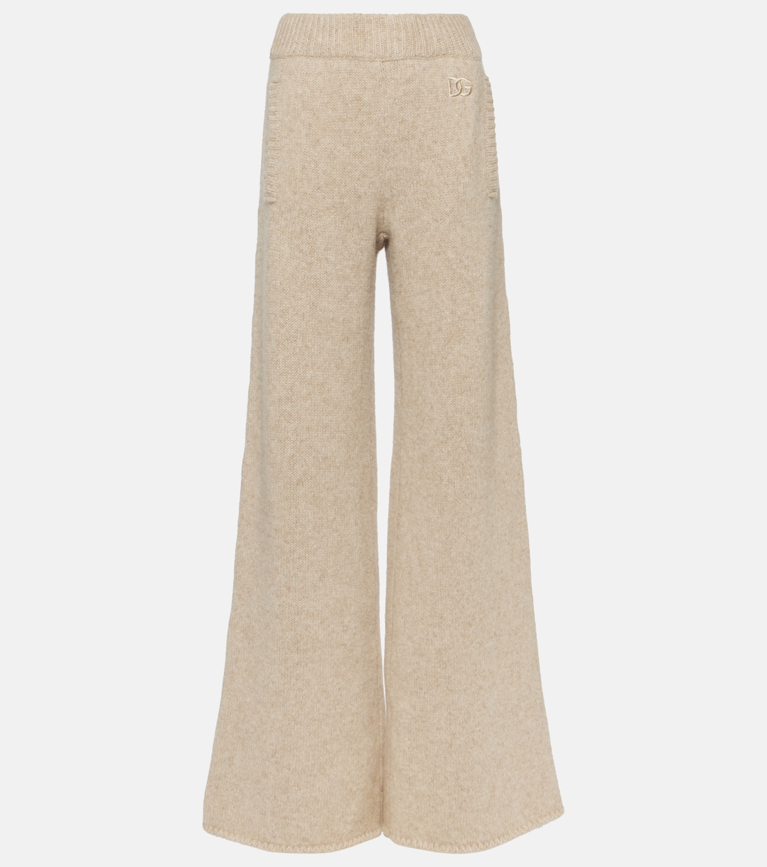 Широкие брюки из смесовой шерсти Dolce&Gabbana, бежевый