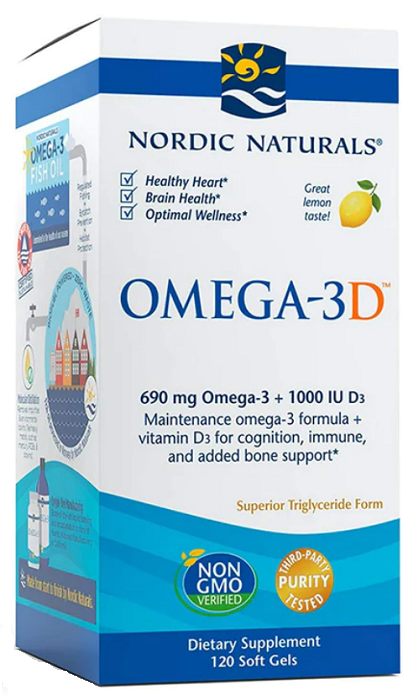 Nordic Naturals Omega D3 690 Mg Lemon Омега-3 жирные кислоты с витамином D3, 120 шт.